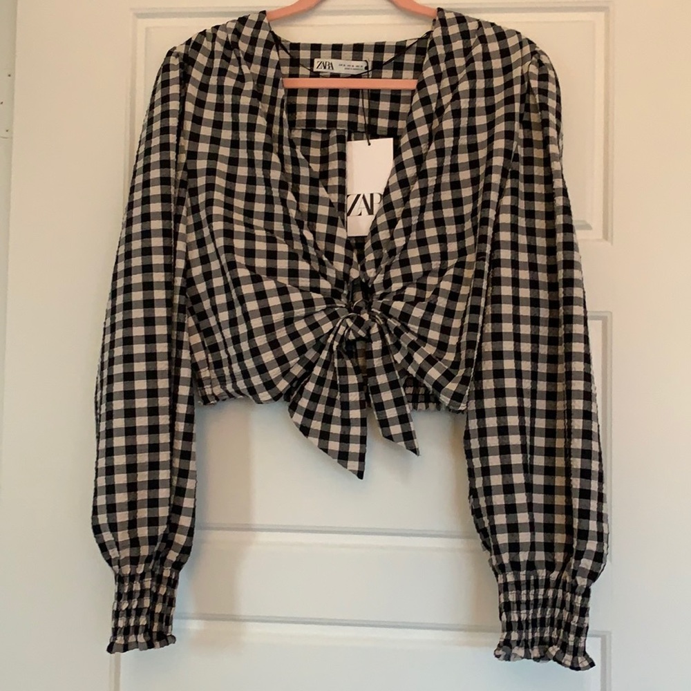 Black and White Gingham Crop Top
